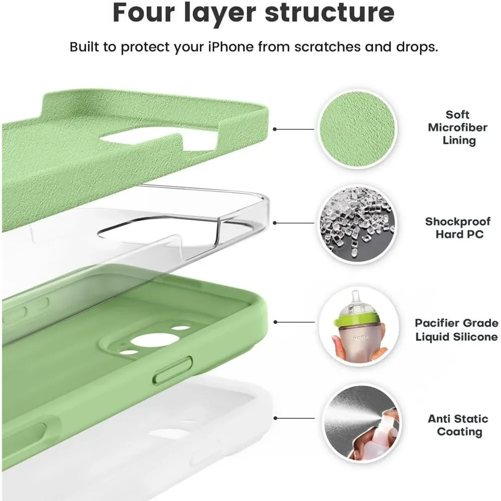 Vooii iPhone 16 Pro Liquid Silicone Case Camera Protection Soft Microfiber